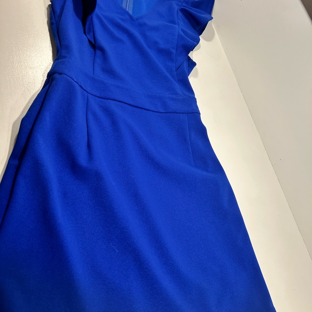 Entro Royal Blue Ruffle Sleeve V-Neck Dress Women’s Small - Picture 6 of 7